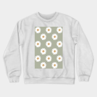 muted green neutral camel daisy flower floral pattern Crewneck Sweatshirt